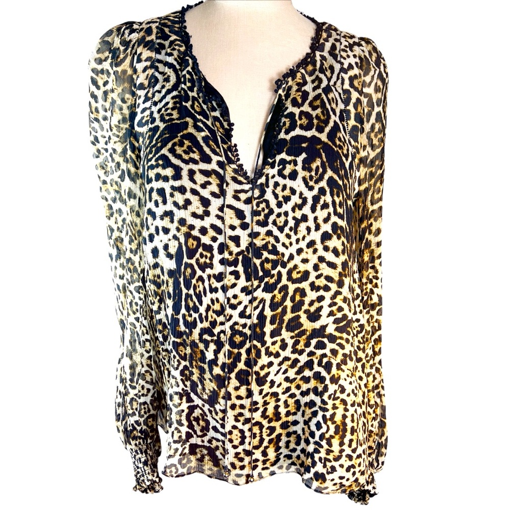 Marchesa Voyage Silk‎ Leopard Top Size 8 Animal Print Cheetah Print Mob W…